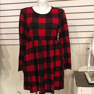 Perfectly Priscilla Red and Black Plaid Dress